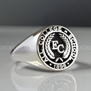 Handmade Sterling Silver College Class Ring: Personalized University Jewelry