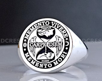 Memento Mori Carpe Diem Ring, Gift, Mori Ring, Carpe Diem Ring, Memento Mori, Memento Vıvere, Tempus Fugit, Ring, Stoic Ring