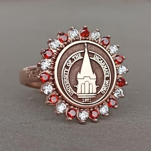 Personalized University Ring, College Class Ring, Graduation Gift, Women Rings, can be made with all school logos, High School Ring,