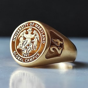 Personalized Graduation Class Ring - Custom College Signet Ring - Gold or Silver Unisex Gift