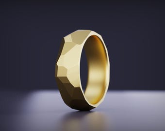 Faceted Diamond-Cut Ring – Minimalist Gold or Silver Band