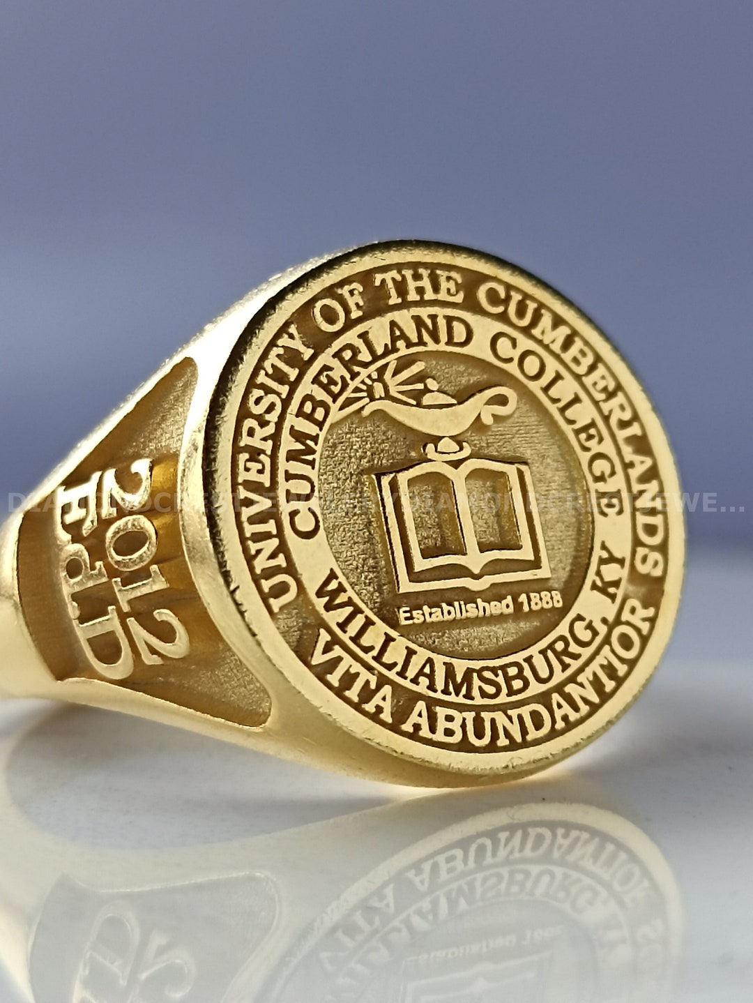 Real Gold Plated University Ring, 10K Gold College Ring, College Class ...