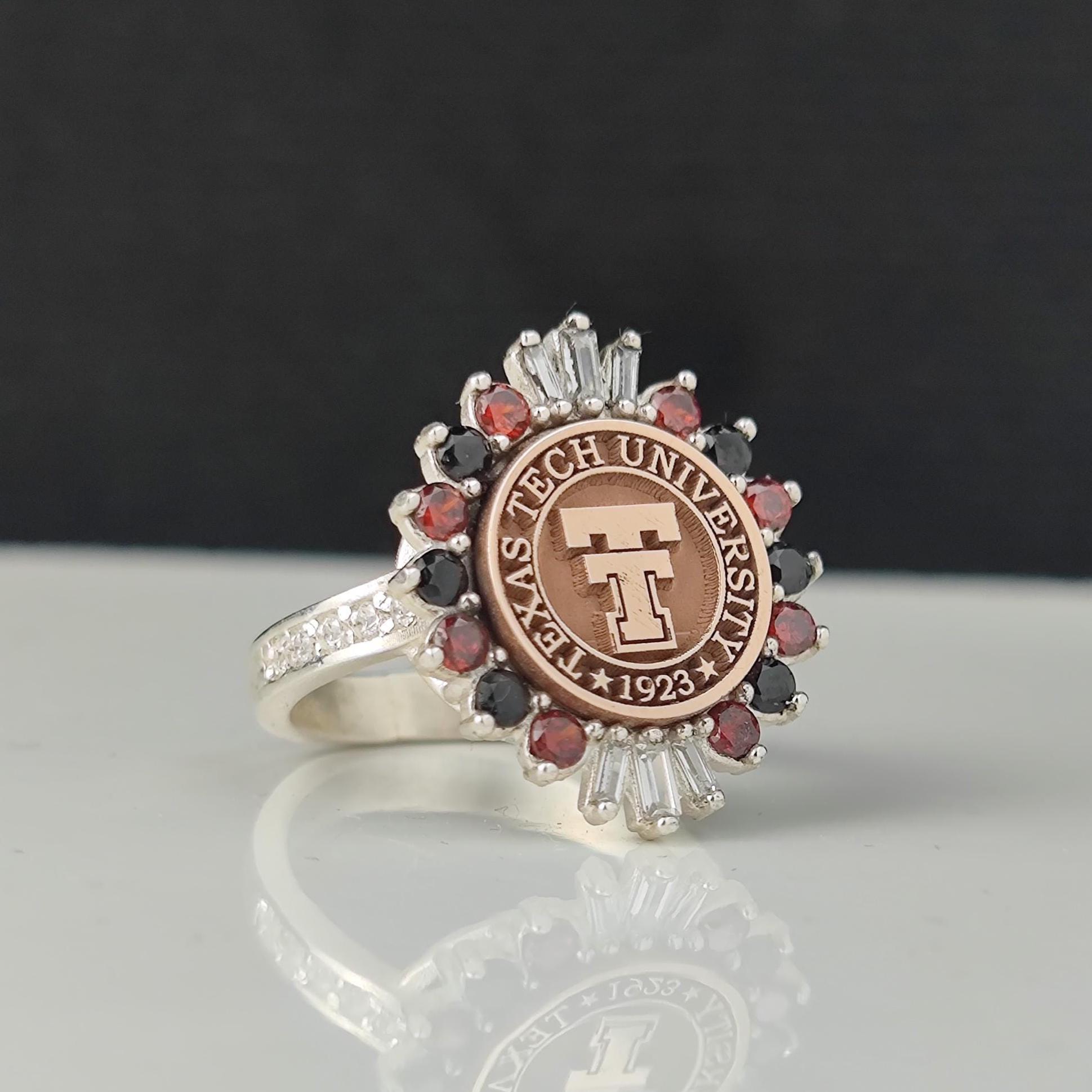 Custom Women's College Ring - Personalized University Crest Ring