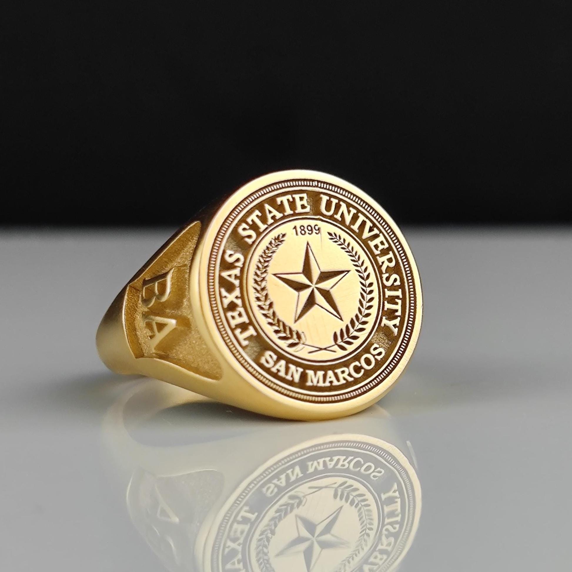 10K Gold College Class Ring: Personalized University Jewelry - Etsy