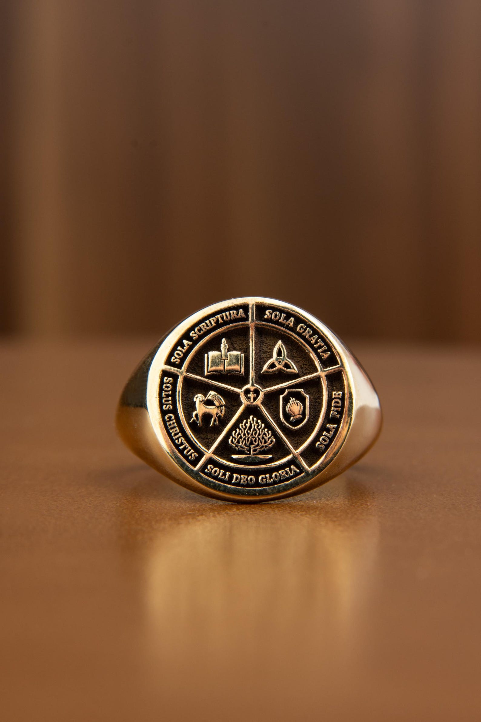 Signacula Rings Five Sola Signet Ring, Christian Symbol Ring, Gold Religious Jewelry - Etsy
