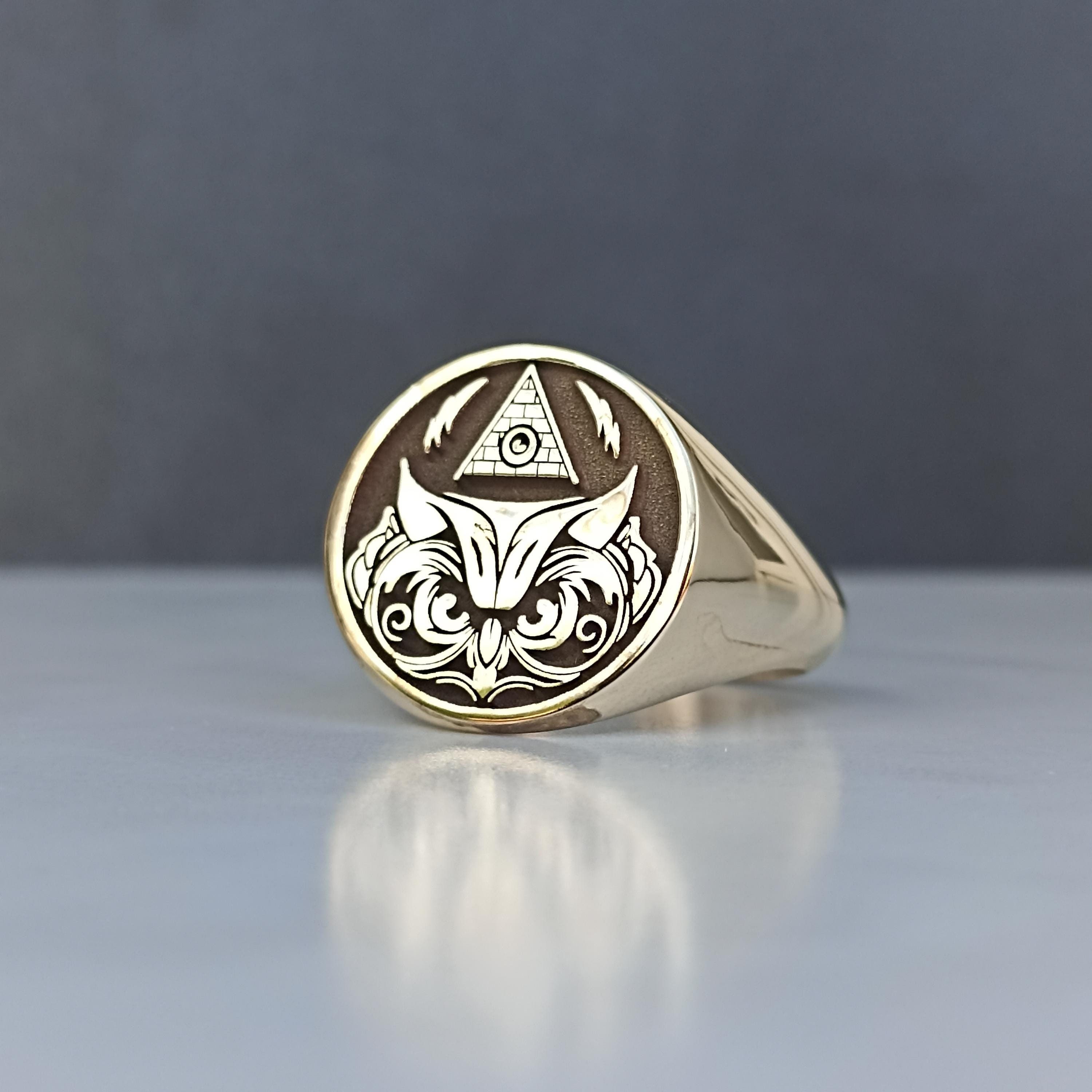 Masonic Owl Ring: Sterling Silver Freemason Jewelry