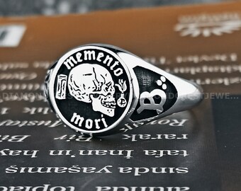 Memento Mori Skull Ring: Sterling Silver Stoic Jewelry - Etsy