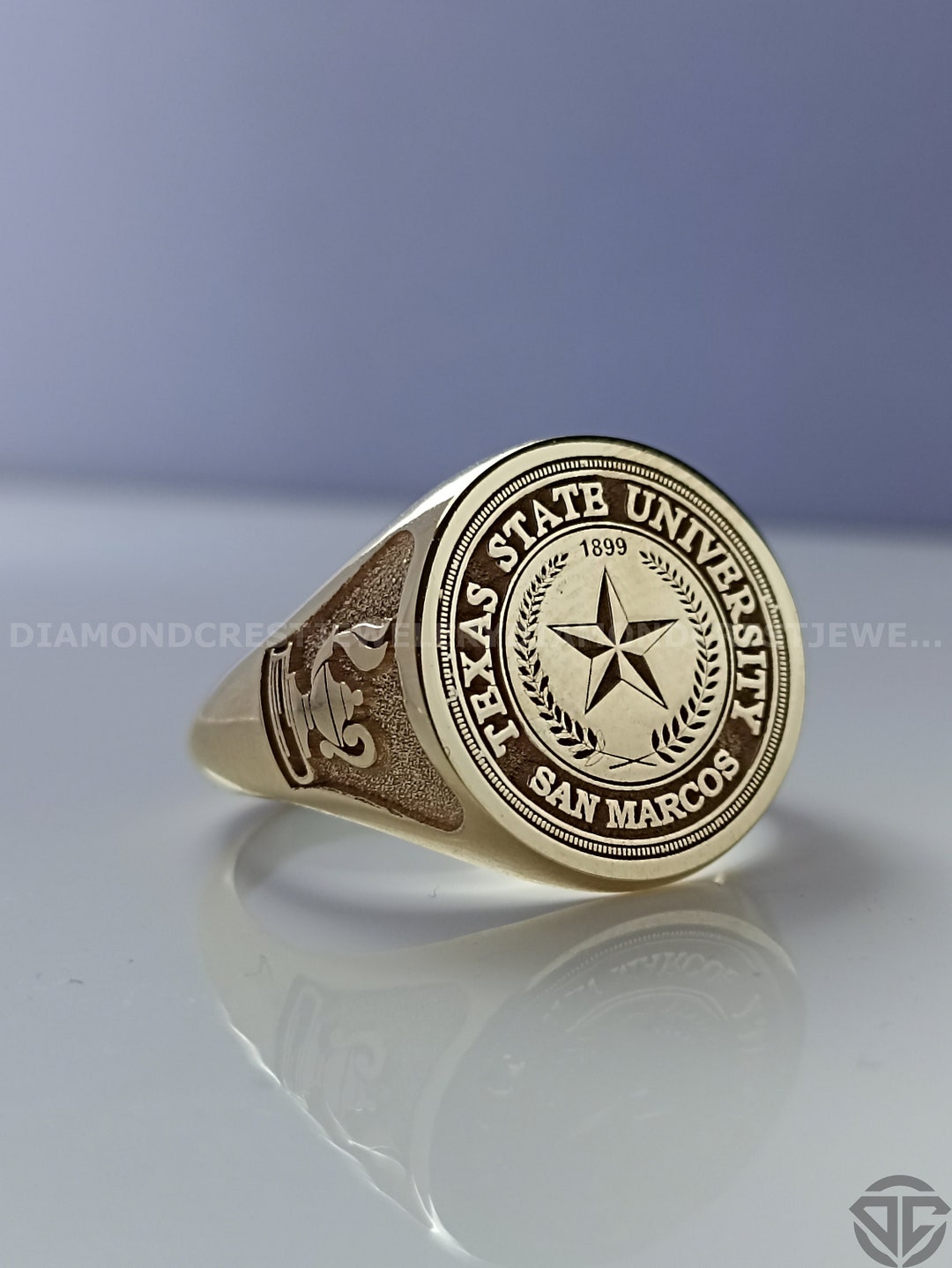 14K Solid Gold College Ring: Personalized University Class Ring - Etsy