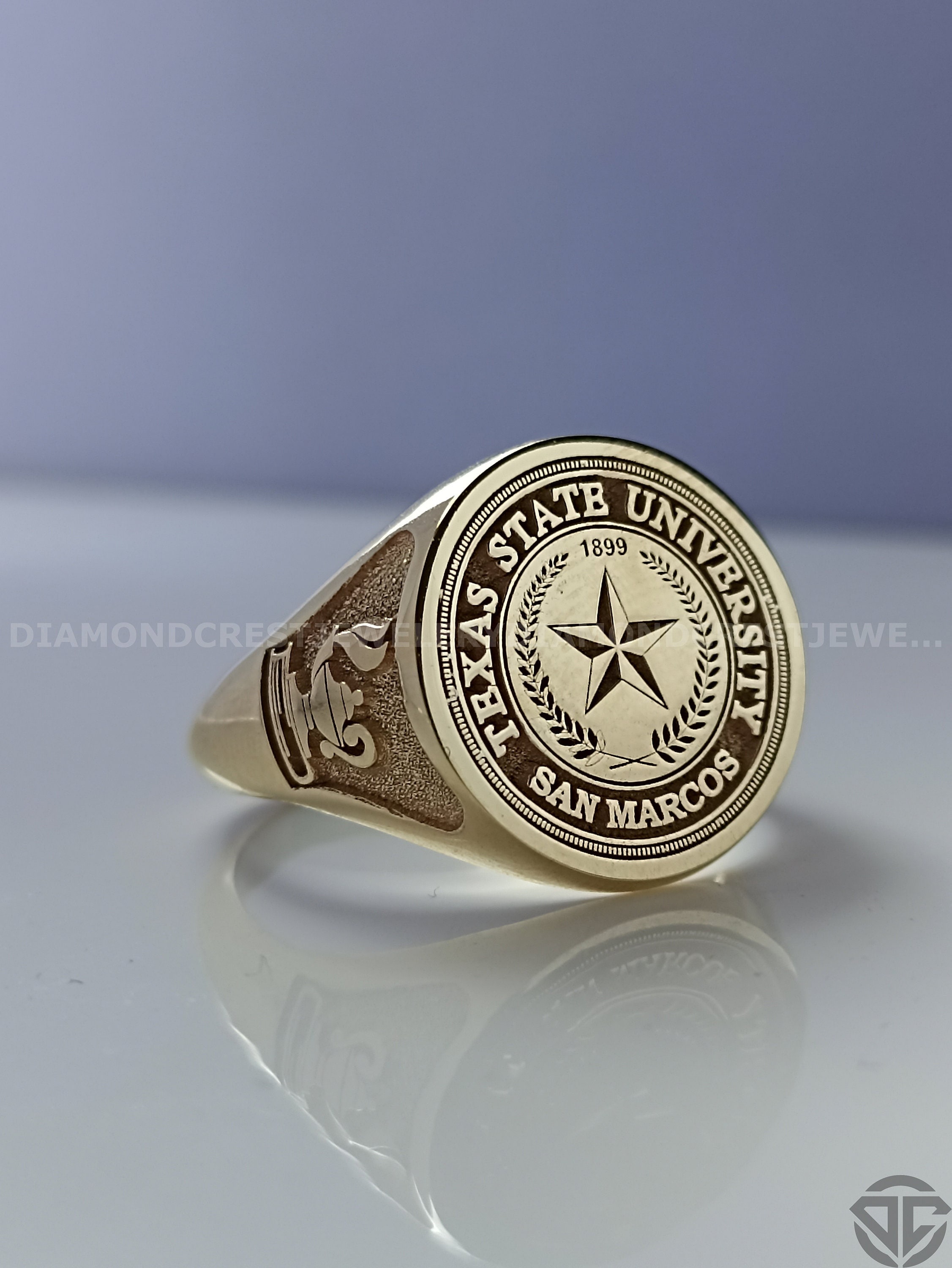 14K Solid Gold College Ring: Personalized University Class Ring