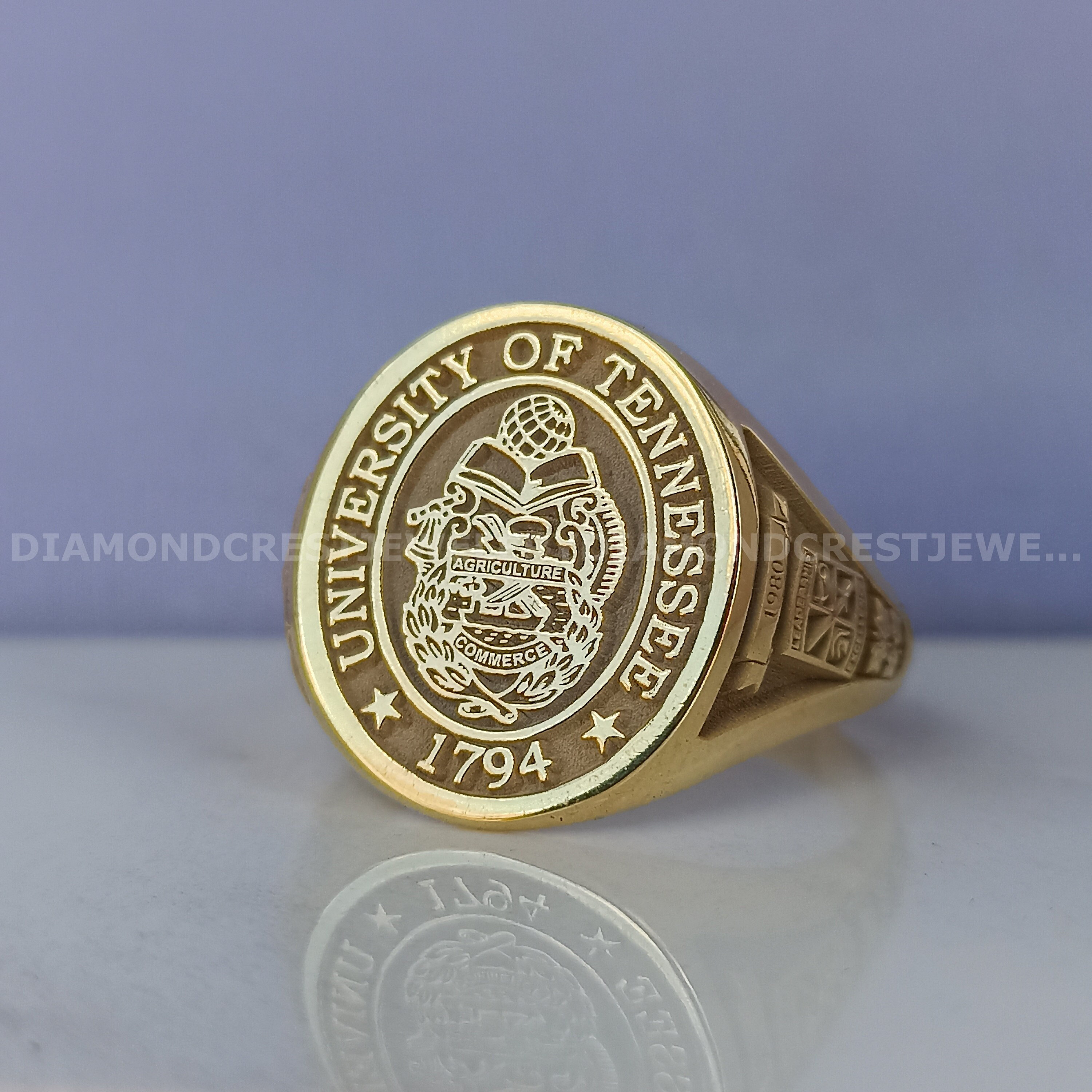 Personalized College Class Ring: Sterling Silver, Gold, or Rose