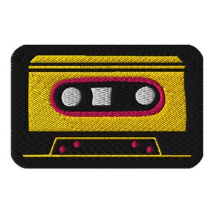 Cassette patch retro patch iron on cassette applique vintage iron on patch old school iron on patch rock music patch 80s patch