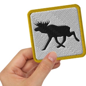 Embroidered Moose Patch Sew on Moose Funny Iron-On Moose Jeans Patch Moose