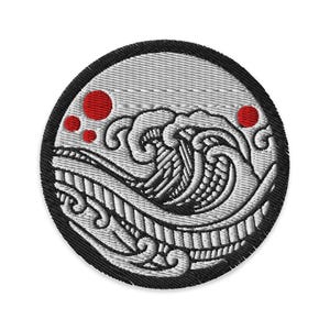 Japanese wave patch japanese embroidered sew on japanese wave iron on japanese theme patch japan jeans patch jeans applique