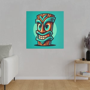 Tiki Head Cartoon 2 Matte Canvas, Stretched, 0.75&quot;