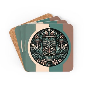 Kurkhouten onderzetter Tiki Head