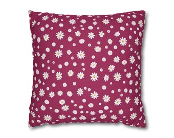 Pink Daisy THROW PILLOW COVER, Daisy Pillow Cover, Floral decor, Cottagecore, Home Decor, Daisy Pattern Pillow Cove, Mom Gift