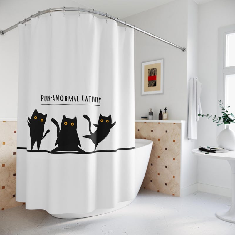 Personalized Cat Shower Curtain - Gift For Cat Lovers With Up To 5 Cats - We Will Follow You main image 1