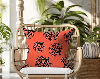 Coral OUTDOOR Throw Pillow, Arredamento per la casa, Arredamento del patio, Cuscino da tiro, Cuscino impermeabile, Regalo mamma, Cuscino d'accento per il patio, Arredamento da spiaggia