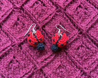 Ladybug Crocheted Earrings