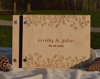 Personalized Wooden Wedding Guestbook, Perfect for Photos and Heartfelt Messages, Photobooth, Photo Album, Wedding Album