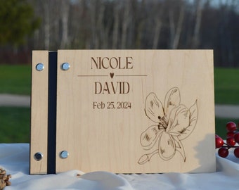 Wooden Wedding Guest Book - Personalized Laser Engraved, Perfect for Photos and Heartfelt Messages, Photobooth, Photo Album, Wedding Album