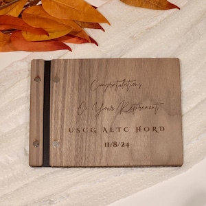 Personalized Retirement Book - Wooden Guest Book with Custom Engraved Cover - "Congratulations on your Retirement!" Keepsake