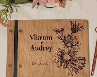 Personalized Wooden Guest Book: Laser Engraved Wedding Keepsake