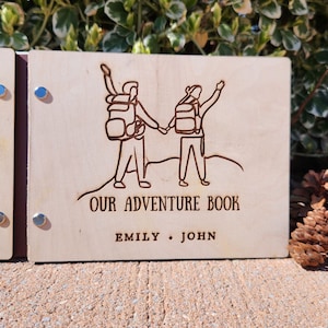 Our Adventure Book - Travel Photo Album, Wooden Photo Album, Travel Scrapbook, Travel Journal, Custom Photo Album, Engraved Photo Album