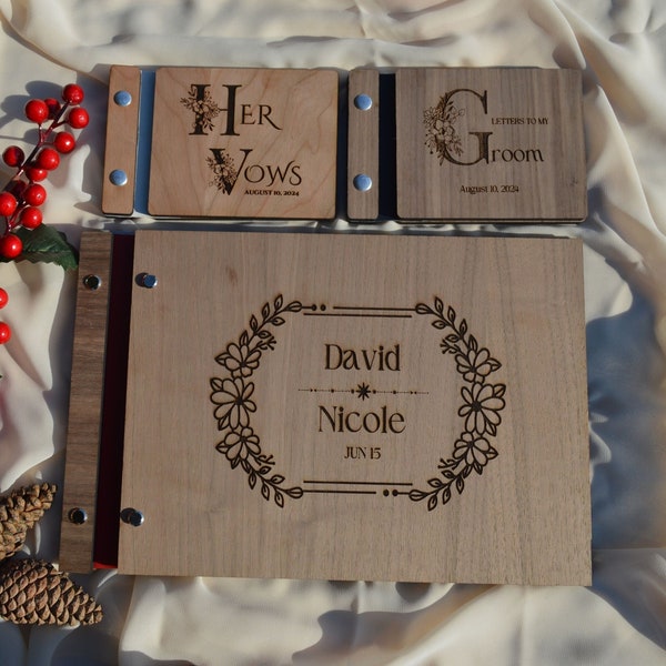 Wedding Guest Book and Vow Books Bundle - Elegant Keepsake for Special Memories, Beautifully Crafted for Couples, Perfect Wedding Accessory