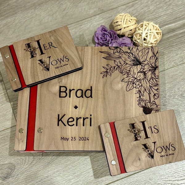 Custom Wooden Guest Book & Vow Books Set, Wedding Gift, Photo Booth Album, Wedding Memory Books, Unique Guestbook Alternative Bridal Showers