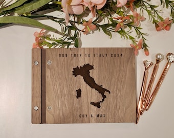 Personalized Wooden Adventure Guestbook: Engraved Travel Photo Album