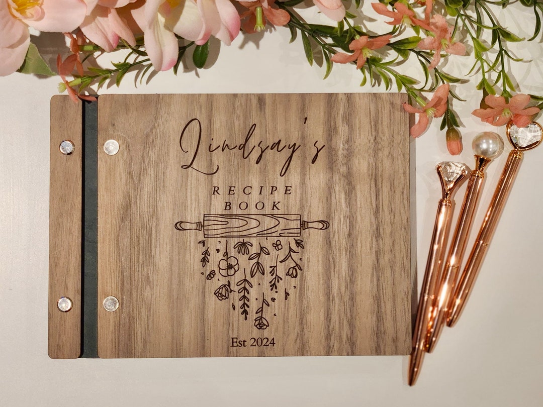 Custom Wood Recipe Book: Personalized Family Cookbook, Laser Engraved ...