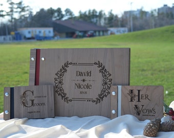 Wedding Vow Books, Wedding Ceremony Books, Vow Booklet, His and Her Vow Books,, Our Vows, Custom Wooden Vow Books | Single Book or Set of 2