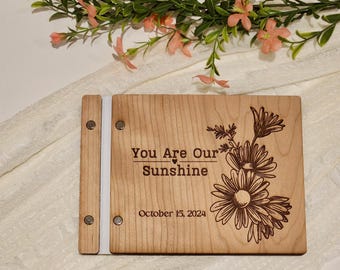 Wood Photo Album Birthday Gift, Personalized Photo Album,  Scrapbook Album Adventure Awaits, Photo Book Gift for Her, Unique Photo Album