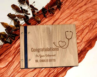 Personalized Wooden Retirement Memory Book: Laser Engraved Keepsake