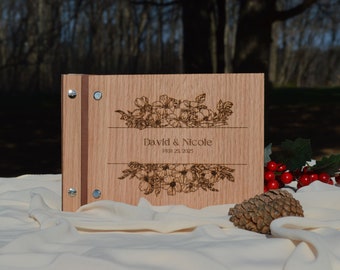 Libro degli ospiti in legno inciso personalizzato per matrimoni e occasioni speciali - regalo di anniversario - Ricordo personalizzato per custodire i tuoi ricordi