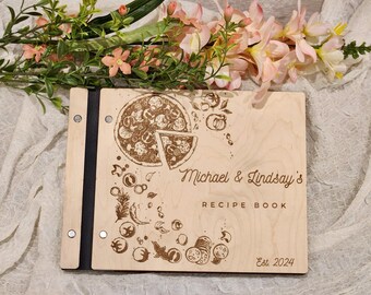 Recetario de madera personalizado: Libro de cocina familiar grabado