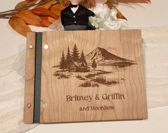 Personalized Wooden Adventure Guestbook: Engraved Travel Scrapbook