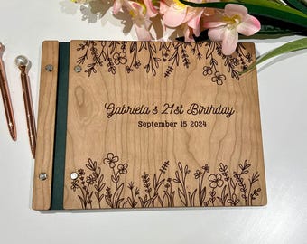 Wooden Our Adventure Book Engraved with Your Names and Important Date from Plywood in Leather Bound Great Gift for Wedding and Anniversary