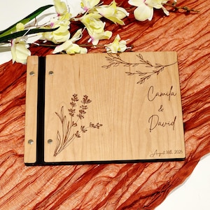 Unique Wedding Guestbook – Rustic guest book, Custom wooden guestbook, engagement gift - Tree Planted for Every Sale