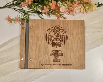 Personalized Wooden Adventure Guestbook: Engraved Travel Keepsake