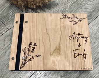 Personalized Wooden Wedding Guest Book: Rustic Photo Booth Album