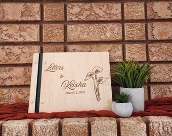 Libro de firmas de boda de madera personalizado: recuerdo rústico grabado