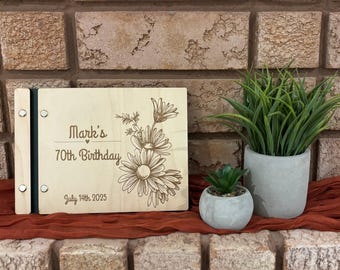 Birthday Guest Book - Personalized 40th, 50th, 60th, 70th Birthday Guestbook - Photo book - Album - Gift for men and women