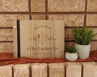 Recetario de madera personalizado: Libro de cocina familiar grabado con láser