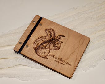 Personalized Wooden Adventure Guestbook: Engraved Keepsake Scrapbook