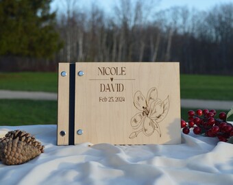 Wooden Wedding Guest Book - Personalized Laser Engraved, Perfect for Photos and Heartfelt Messages, Photobooth, Photo Album, Wedding Album