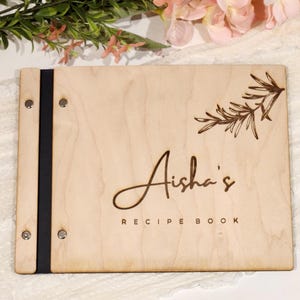 Personalized Wood Recipe Book Binder: Laser Engraved Cookbook