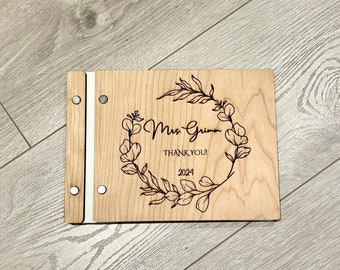 Personalized Wooden Retirement Memory Book: Engraved Keepsake Gift