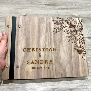 Wood Guest Book Album - Photo Booth Guest Book Keepsake Photo Album Wedding Guestbook Custom Wooden Modern Guest Book